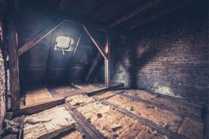 Old insulation in house attic