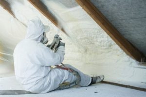 Spray foam installation in attic